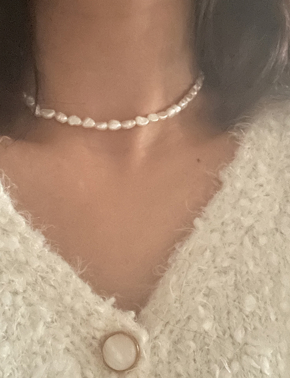 (surgical steel) ball point pearl choker